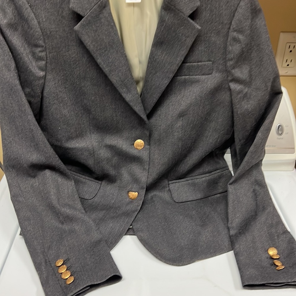 J.Crew Blazer Gray With Crest Buttons Size 8 Nwot - image 1